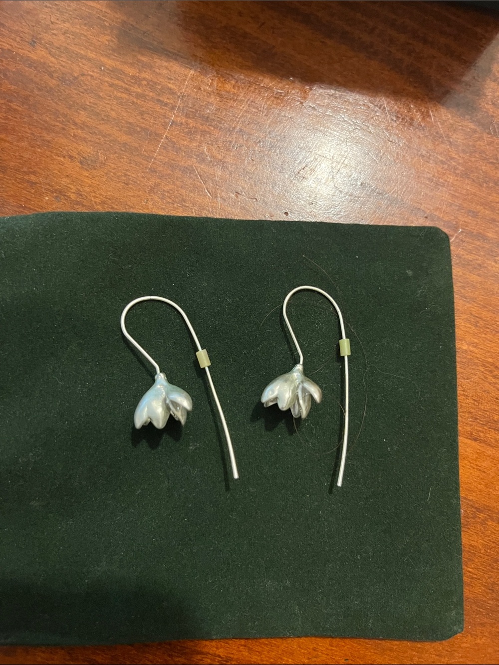 Delicate Silver Floral Drop Earrings in Silver